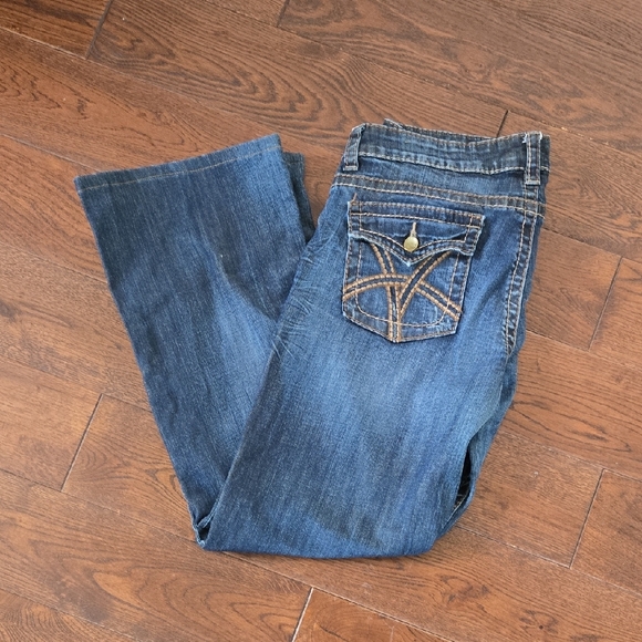 Kut from the Kloth So Low Dark Blue Boot Cut Jeans 14 Whiskered - Picture 7 of 7
